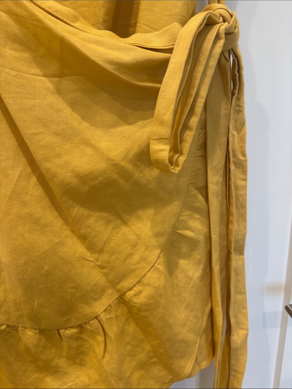 Astr Mustard Wrap Ruffle Mini Dress - Picture 11 of 12